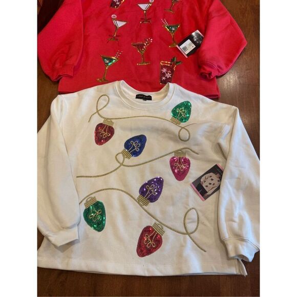 Woman’s brand new state of mine  with tags Christmas bling sweatshirt bundle siz - Picture 2 of 3